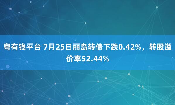 粤有钱平台 7月25日丽岛转债下跌0.42%，转股溢价率52.44%