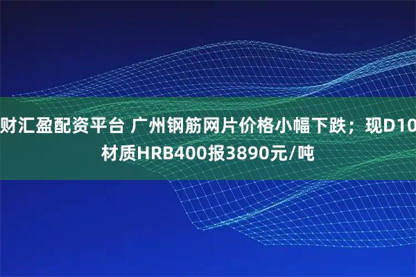 财汇盈配资平台 广州钢筋网片价格小幅下跌；现D10材质HRB400报3890元/吨