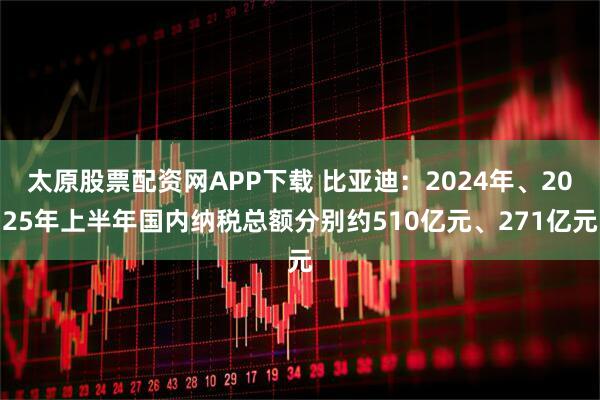太原股票配资网APP下载 比亚迪：2024年、2025年上半年国内纳税总额分别约510亿元、271亿元